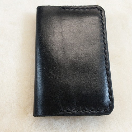 Leather card wallet black - leather,