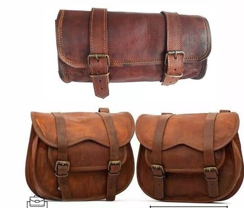 Waxed leather saddlebags - waxed,