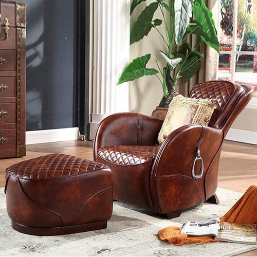 Oil wax leather saddle - chair, &